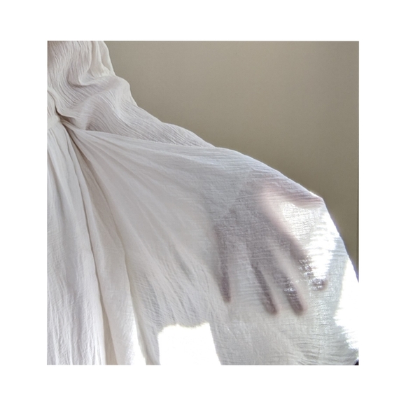 SOLD Vtg Gauze Flowy Bell Sleeve Peasant Dress L - Picture 7 of 8